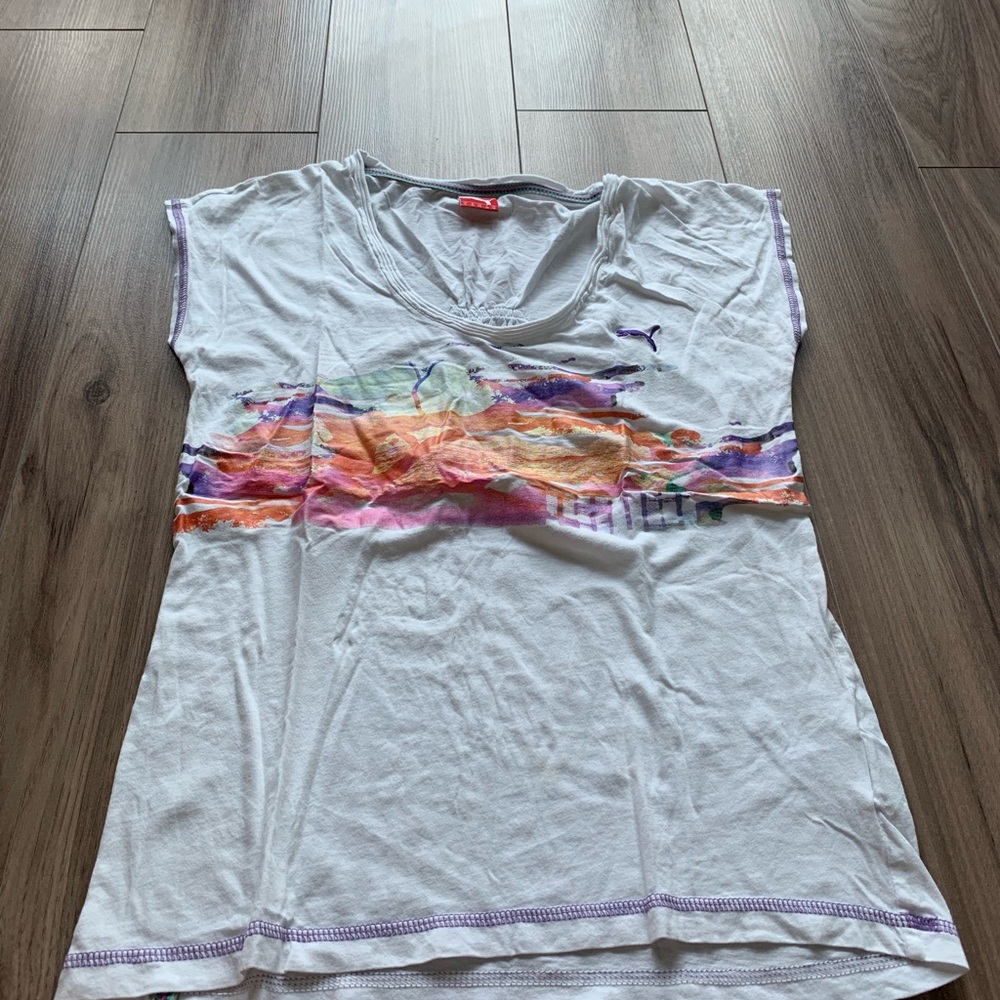 Puma Print Cap Sleeve Tee NWOT